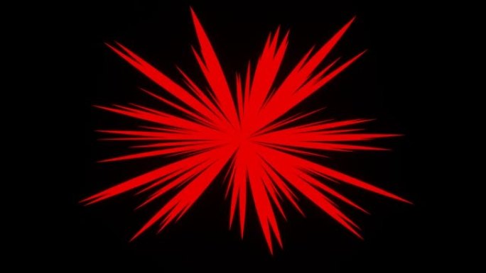 黑色背景上闪烁红色光线爆炸的复古循环背景