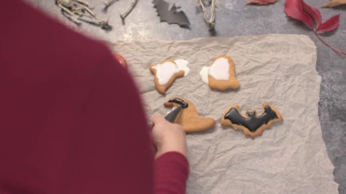 手工装饰万圣节自制糖饼干黑釉皇家糖衣