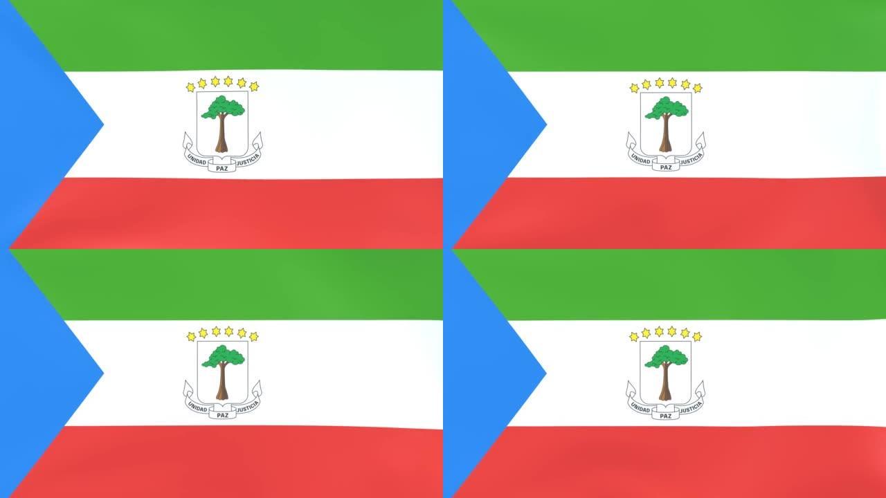 赤道几内亚国旗迎风飘扬的3DCG视频