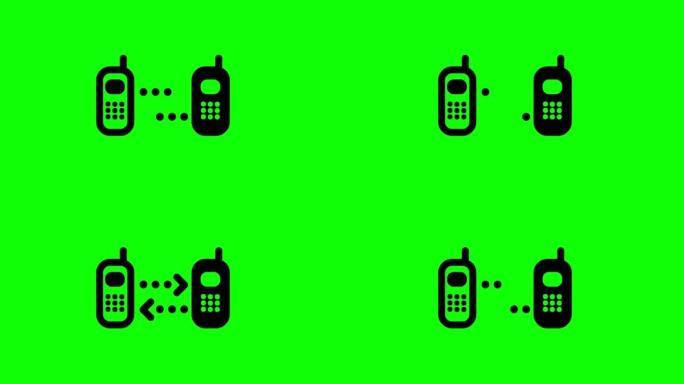 文件在绿屏背景的两台手机之间传输