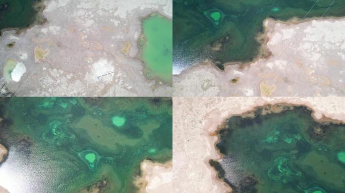 中国可可西里盐池的空中平移视图