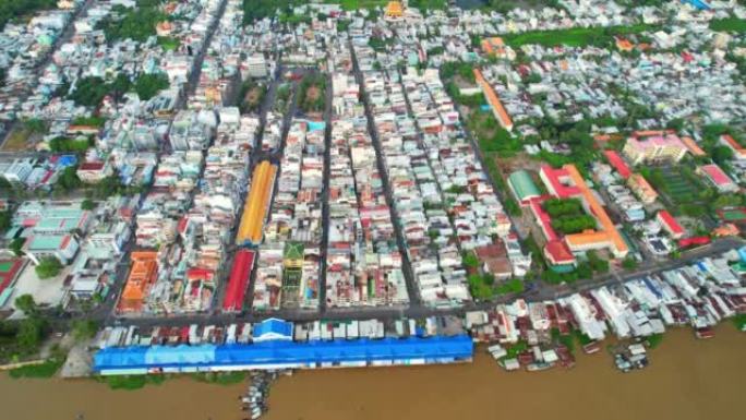 越南安江省周多克市鸟瞰图。