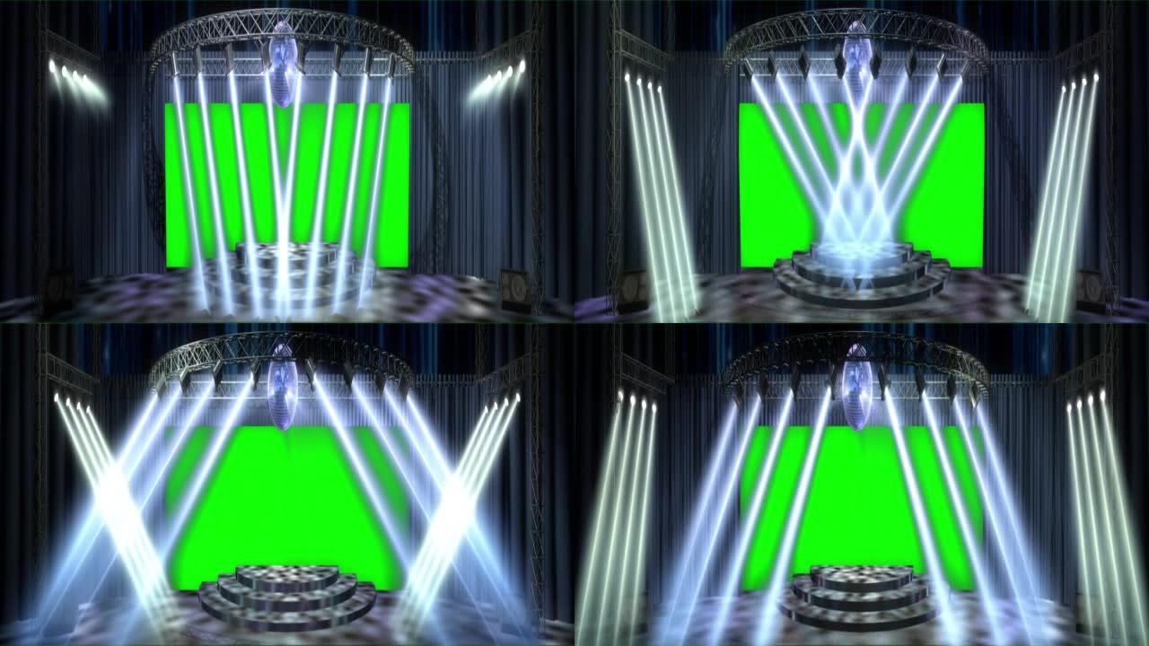 聚光灯舞台背景视觉视频与绿屏色度键