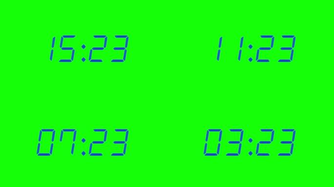 20秒数字闹钟倒计时定时器。绿屏显示上的海军数字