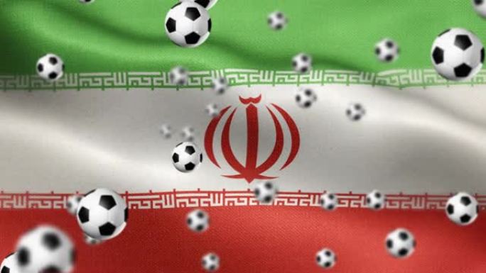 伊朗国旗与足球或足球主题可循环背景股票视频