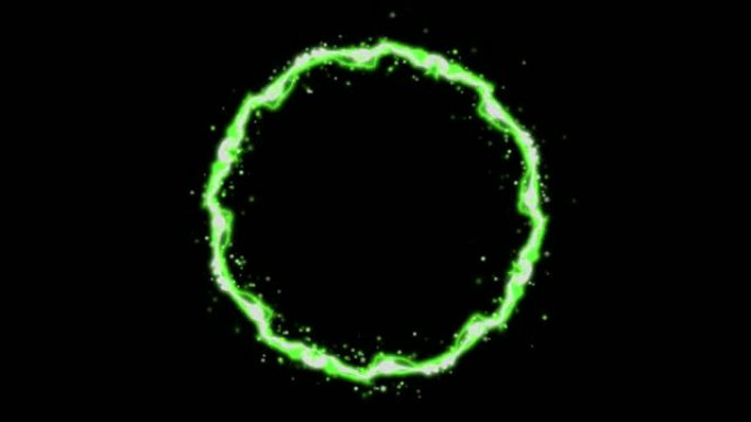 黑色背景上的动画绿光圈效果。