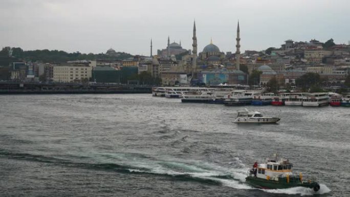 伊斯坦布尔城市交通湾慢动作全景4k土耳其