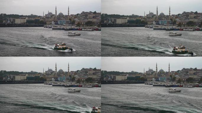 伊斯坦布尔城市交通湾慢动作全景4k土耳其
