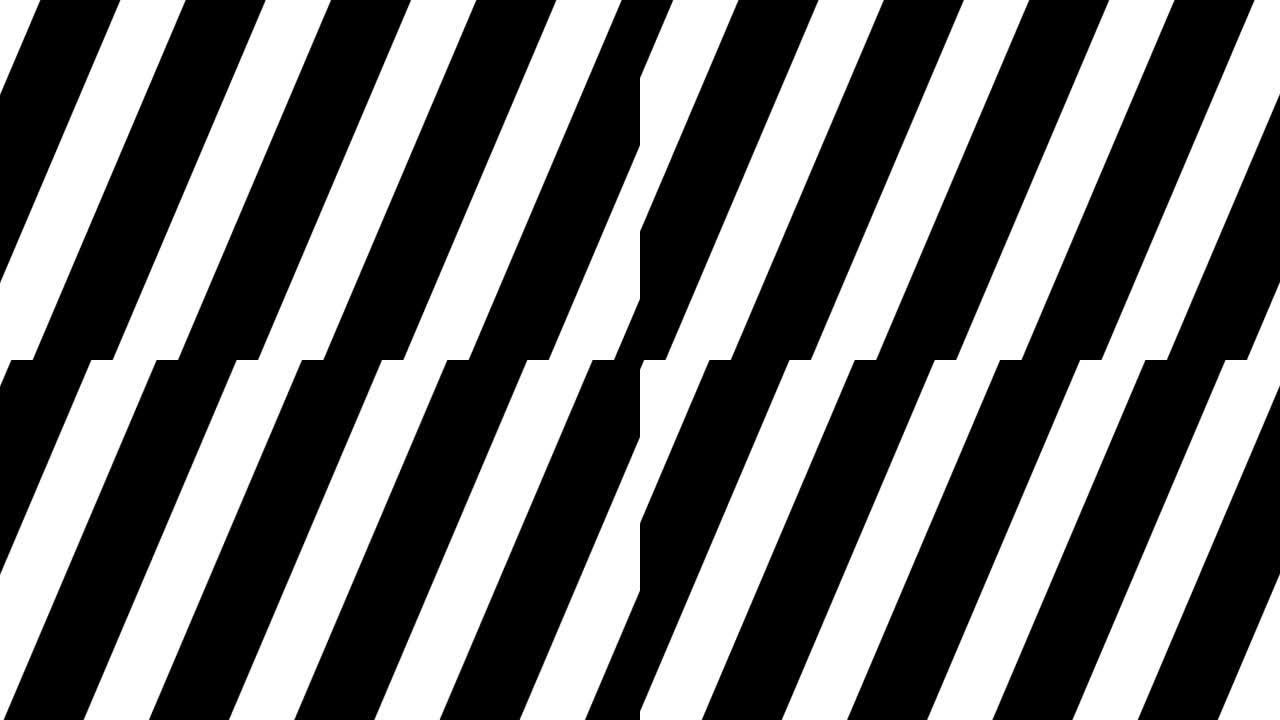 危险条纹背景，黑白条纹背景 (循环视频) 斑马十字运动图形背景视频