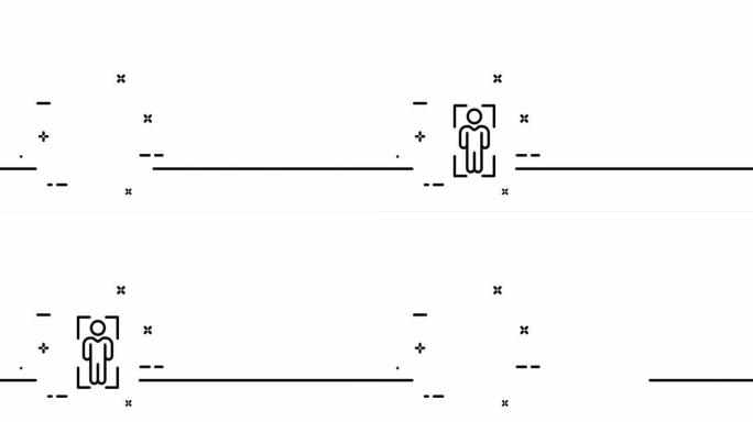 生物测定扫描。人，人，解锁，安全系统，面部ID，验证，识别，识别，dna，指纹。一个线条画动画。运动