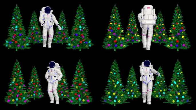 宇航员与圣诞树共舞。