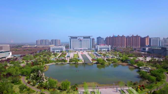 4K渭南市政府航拍延时便民服务中心