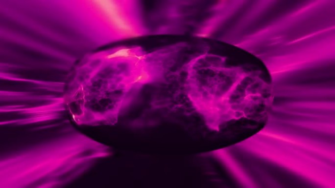 4K粉色椭圆抽象宝石。发光能量水晶火球。魔法瞬移等离子体。数字光时间传送门。火灾爆炸反应堆背景。明亮