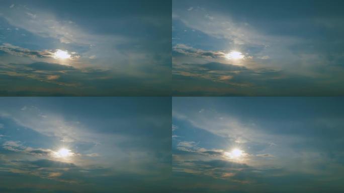 热带夏季阳光。有卷云的蓝天。蓬松的分层云天空大气。延时。