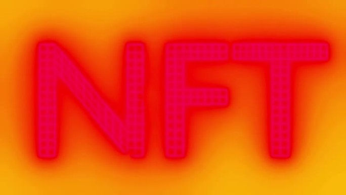 全息霓虹灯NFT铭文动画。NFT密码标志。NFT元宇宙概念。4K