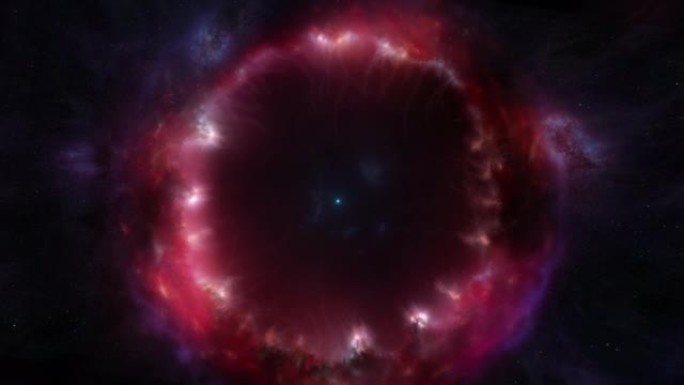 圆形红云星云中的白矮星概念空间和天体物理动画