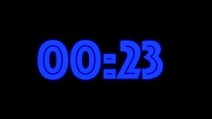 0至60秒计数器动画，带阿尔法通道和色度键-数字时钟计数12h-4k-液晶显示器可循环股票视频