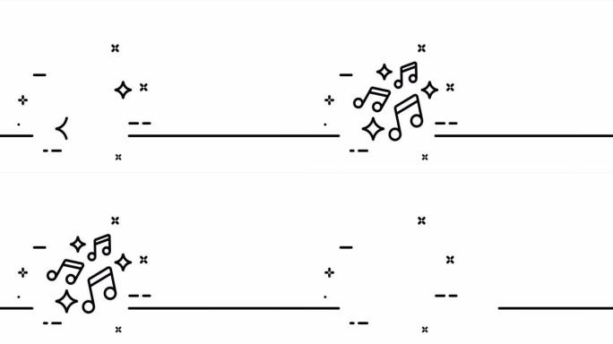 艺术。音乐，音符，声音，mesia，声音，歌曲，唱歌。创造性的职业概念。一个线条画动画。运动设计。动