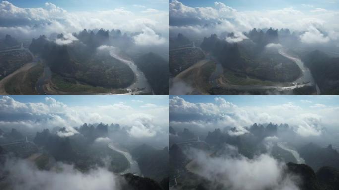 桂林阳朔国大景观的空中缩小