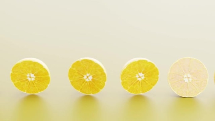 柑橘类水果柠檬或橙子的循环动画。