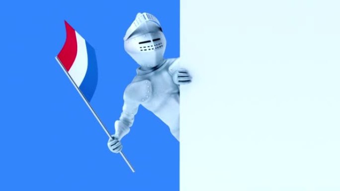 荷兰带国旗的有趣3D卡通骑士 (包括阿尔法频道)