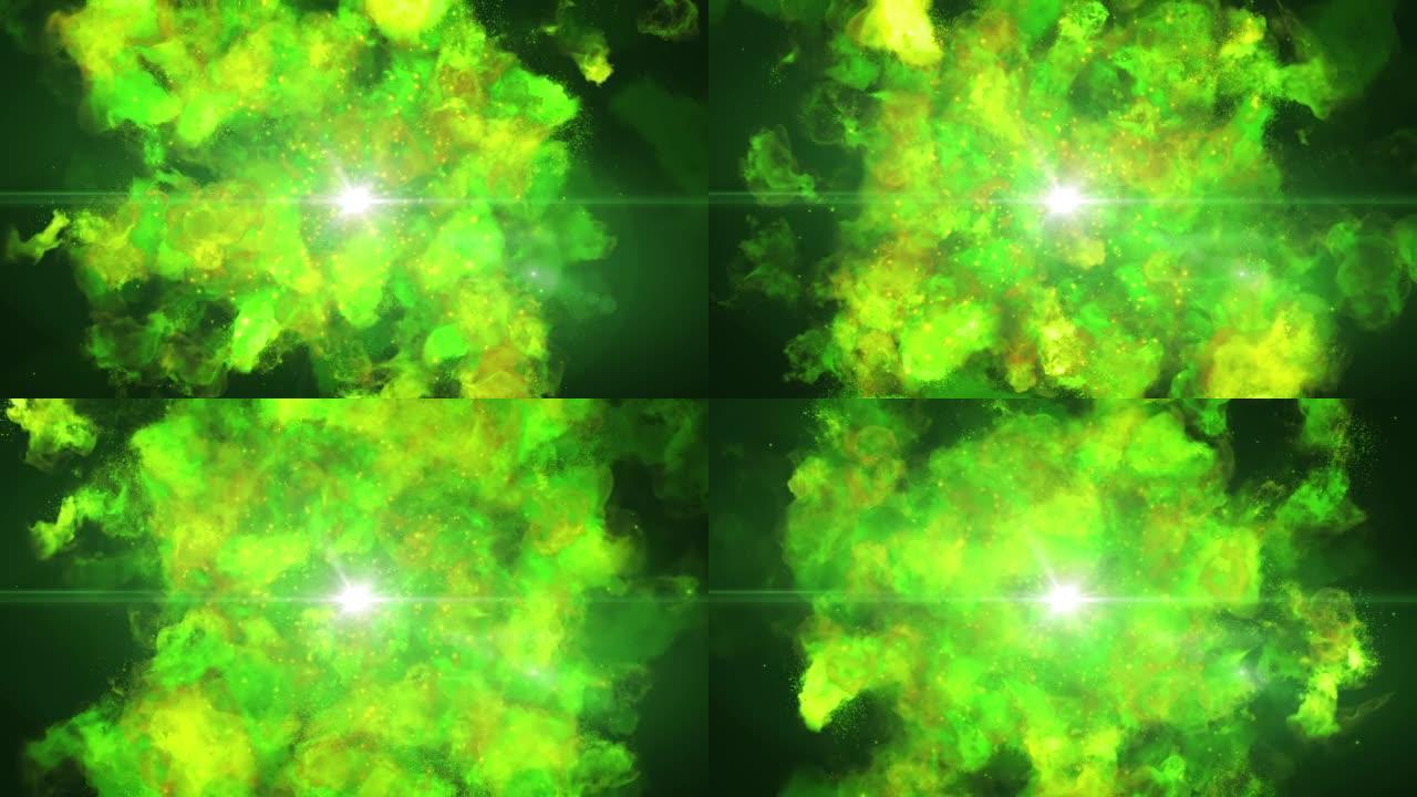 绿色爆炸火灾粒子循环动画