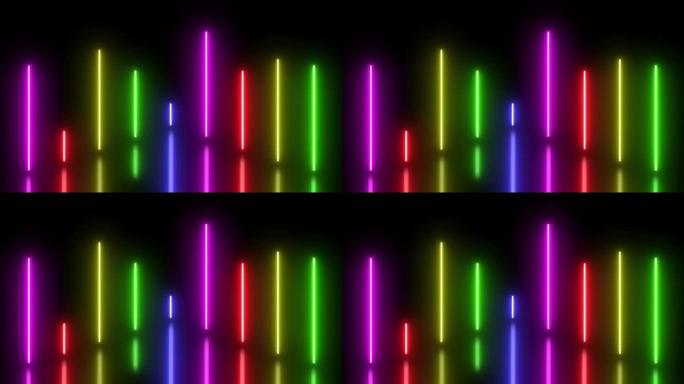 彩色发光霓虹灯线均衡器无缝循环动画
