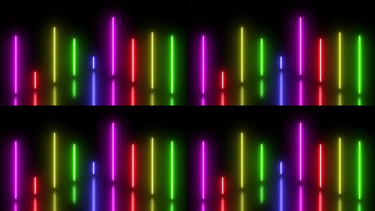 彩色发光霓虹灯线均衡器无缝循环动画
