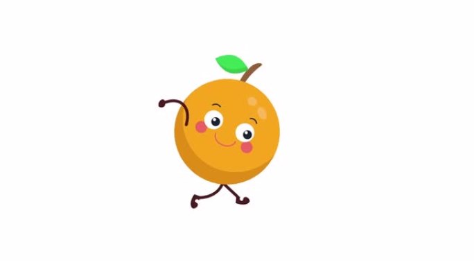 可爱的新鲜橙色角色跑步动画。