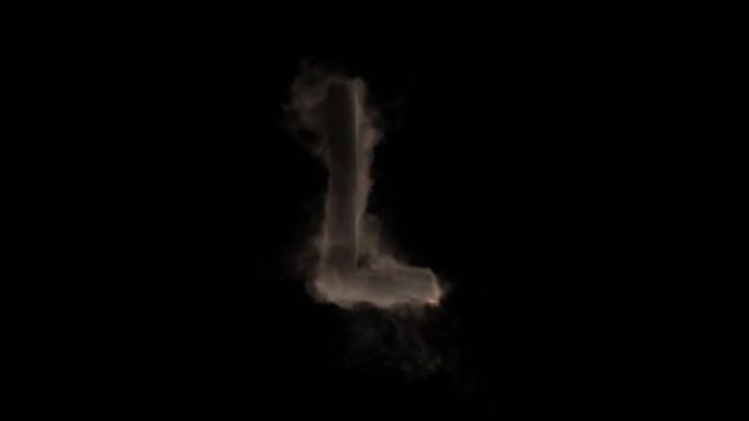 烟与火中的字母L，神秘字母，字母表，阿尔法通道