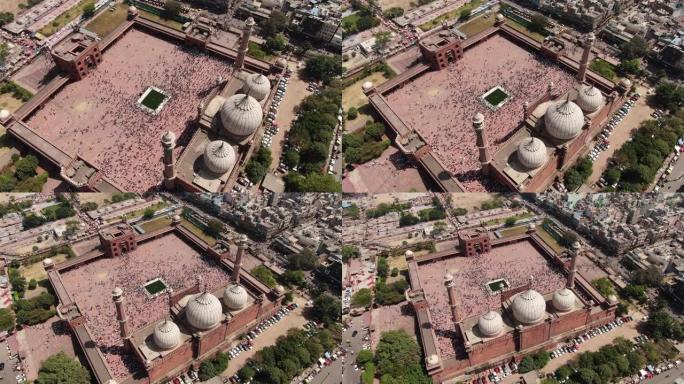 4k无人机拍摄的印度首都新德里的人云墓