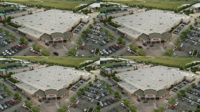 美国伊利诺伊州内珀维尔-2022年8月28日: 好市多的空中视频全停车场