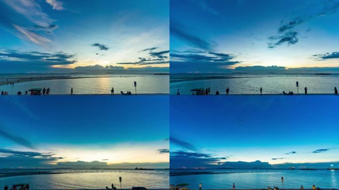 泰国素叻他尼苏梅岛日落海滩海洋和日落的延时视频