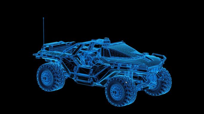 装甲吉普车蓝色科技线条通道素材
