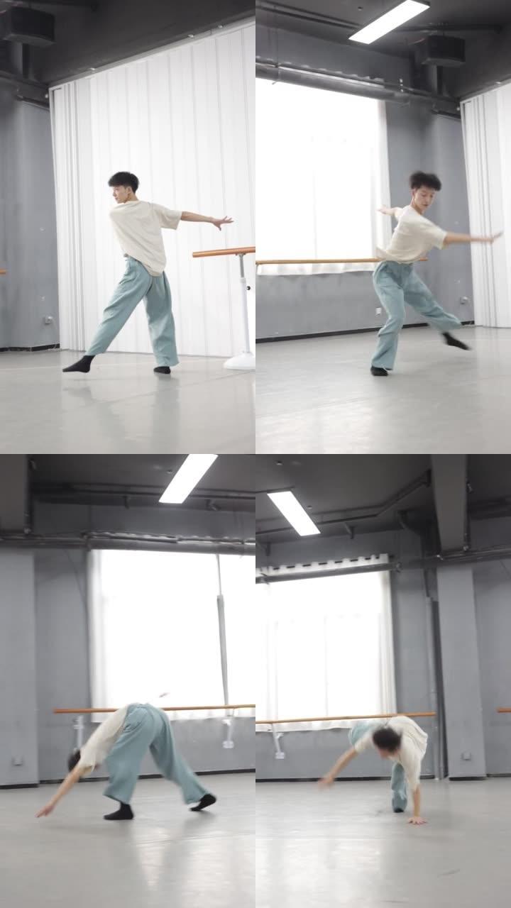 一名中国男子在舞蹈室接受舞蹈技巧训练