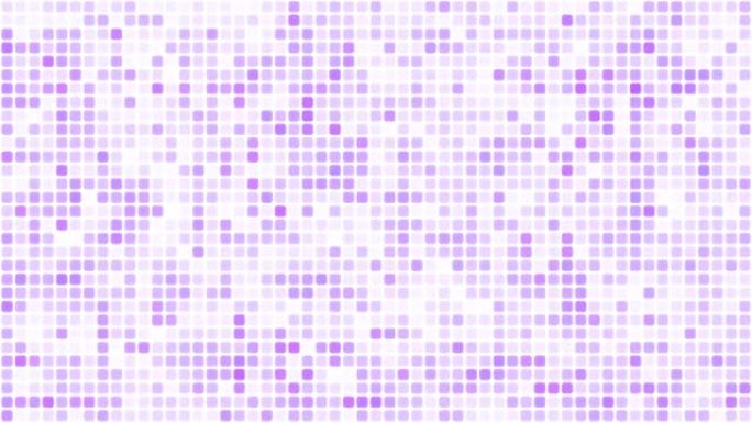白色背景循环上的紫罗兰色浮动网络方块。慢速混沌像素拼接无缝动画。