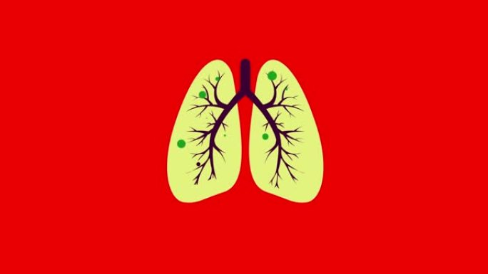 肺水肿的数字动画，非常危险的病毒符号