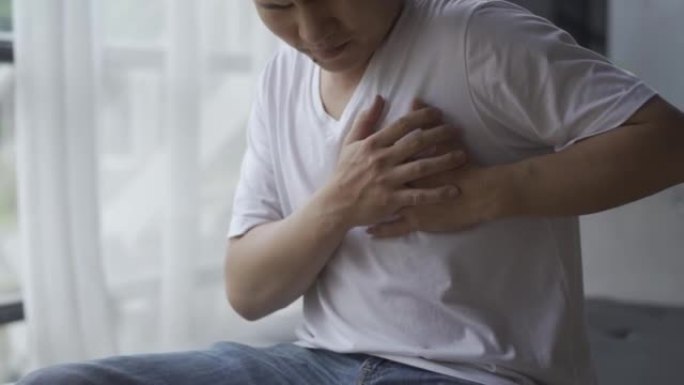 心脏病发作概念中的胸痛男子以4k分辨率拍摄