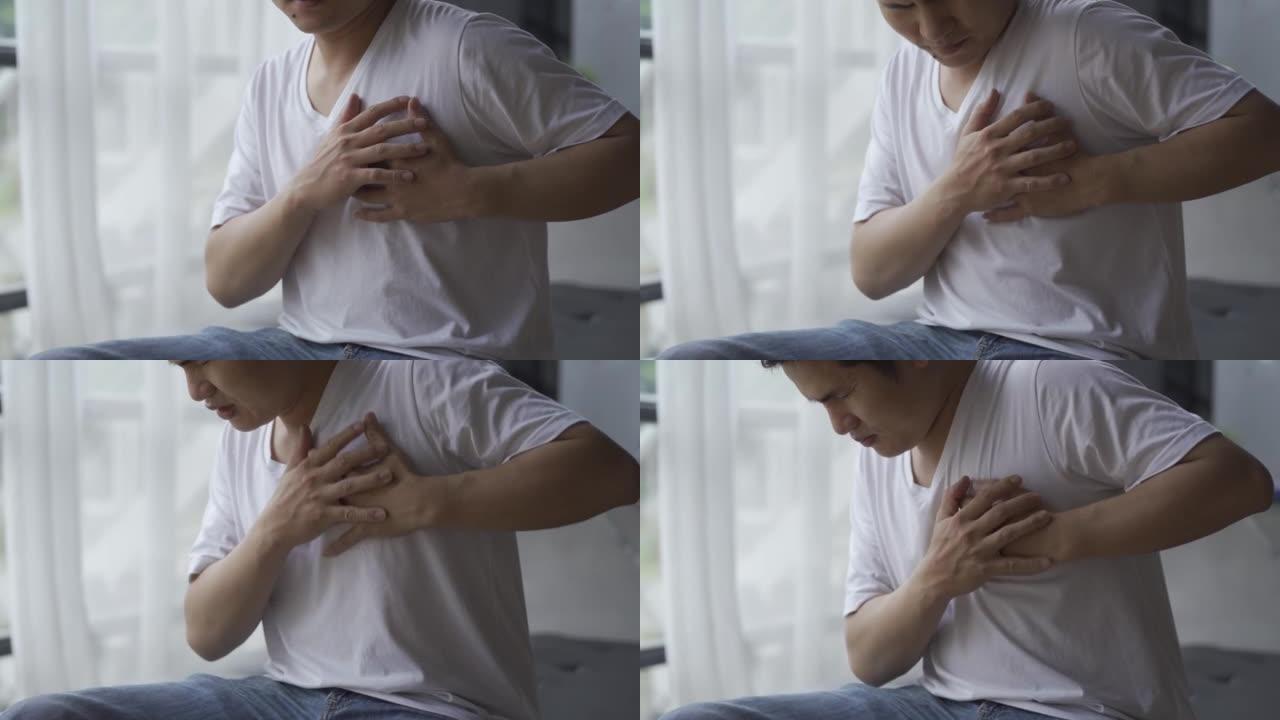 心脏病发作概念中的胸痛男子以4k分辨率拍摄