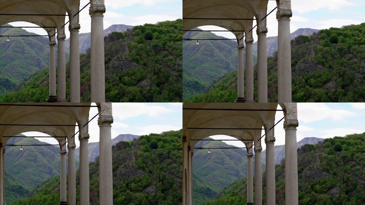 在意大利的联合国教科文组织世界遗产si的基督教灵修建筑群Varallo圣山进行美丽的旅行。4k镜头