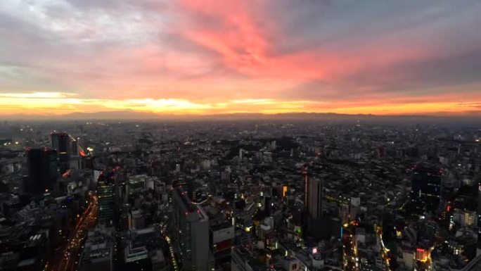 东京日落从涩谷天空