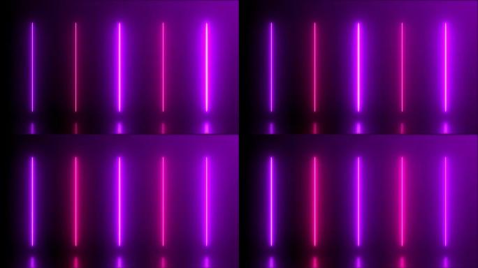 4k抽象未来紫色粉色霓虹灯激光线背景