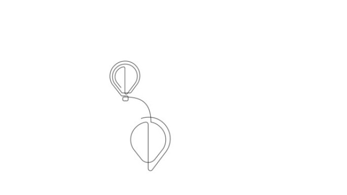 三个热气球标志的自画动画。连续线条图。全长动画。