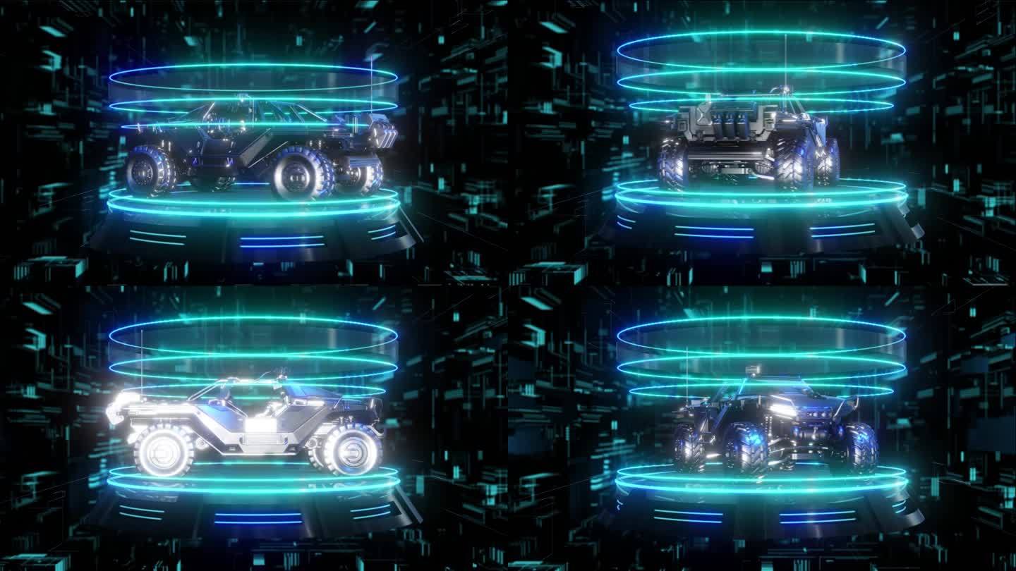 装甲吉普车元宇宙全息科技光圈展示素材