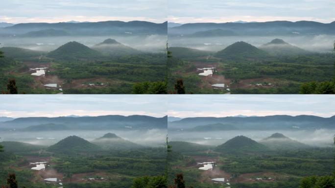 美丽的山景，日出时的雾海，泰国清迈的歌鸟声。