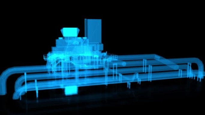 工业设备。线框。数字技术x射线可视化三维渲染
