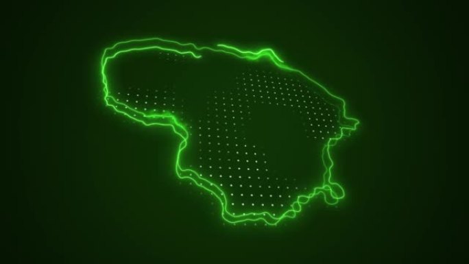 3D霓虹绿色立陶宛地图边界轮廓循环背景