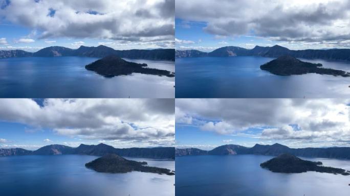 俄勒冈州火山口湖上方移动的云层的时间流逝