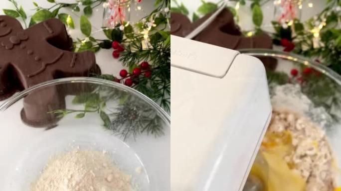 在移动设备上拍摄的圣诞姜人饼干蛋糕家庭社交媒体垂直教程