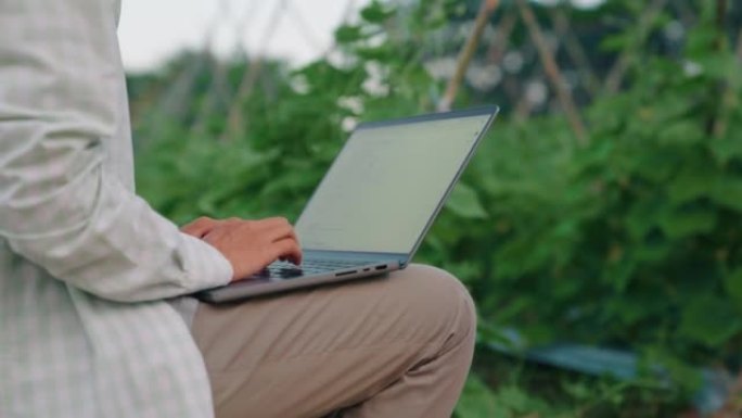 农民使用技术监测农作物